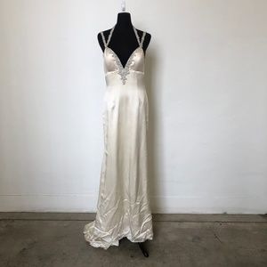 Winnie Couture Dresses - Satin Dress With Jewel Strap Details Winnie Couture Dresses - Satin Dress With Jewel Strap Details